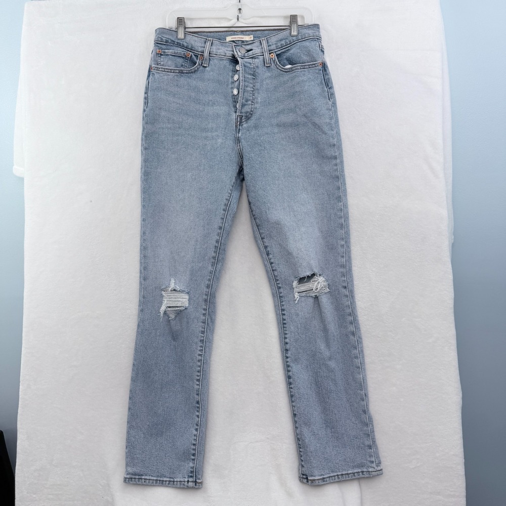 Levis Jeans Womens 31x29 Blue Wedgie Straight Leg Distressed